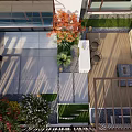 Modern Courtyard Garden Design Featuring Paved Flooring Various Plants And Outdoor Seating Area