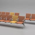 Orange And Yellow Public Chairs With Metal Frame In Waiting Area