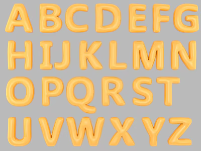 Yellow Plastic Alphabet Letters As Decorative Household Items For Home Use 3d model