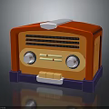 Vibrant Retro Radio Electronic Appliance With Red Orange Body Purple Base And Control Knobs