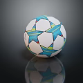 Premium Soccer Ball with White Base and Blue Green Star Pattern for Sports Activities
