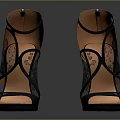 Elegant Women's High Heel Sandals with Cut Out Design and Floral Pattern Details