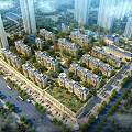 Aerial View Planning of Residential Complex Featuring Mid High Rise Buildings Green Spaces and Roads