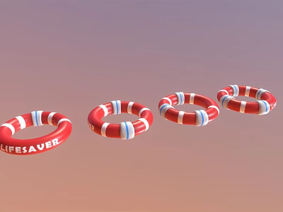 Red And White Lifesaver Rings As Essential Water Sports Sporting Equipment 3d model