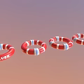 Red And White Lifesaver Rings As Essential Water Sports Sporting Equipment