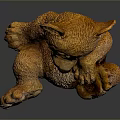 Brown Bear Stuffed Toy Sitting With Raised Front Paw On Dark Reflective Background