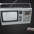 Vintage Portable Audio Radio Cassette Player With Screen Knobs Handle And Cassette Tape
