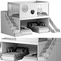 Kids Wooden Bunk Bed with Stairs Slide and Round Windows Soft Pillows and Comfortable Mattress