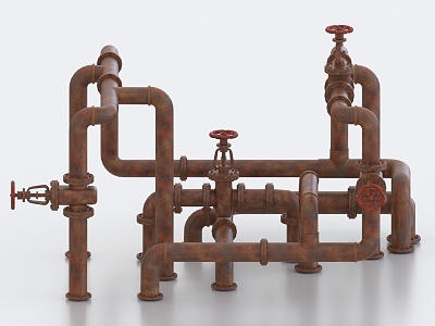 pipe water pipe rusty pipe rusty water pipe valve industrial pipe industrial valve 3d model