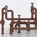 pipe water pipe rusty pipe rusty water pipe valve industrial pipe industrial valve 3d model