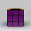 Tech Exhibition Hall Featuring Colorful Rubik's Cube With Purple Green Panels