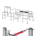 Public Facility Queue Management System With Metal Barriers Turnstile And Directional Signs