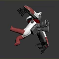 Mechanical Character And Biomechanical Creature With White Red Armor In Dynamic Pose 3d model