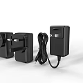 Black Universal Travel Power Adapters With Multiple Plugs And Charging Cable 3d model