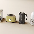 Stylish Modern Kitchen Appliances with Espresso Machine Toaster Kettle and Coffee Maker 3d model
