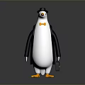 Cute Penguin Character Wearing Top Hat Bow Tie Coat Holding Briefcase With Yellow Feet