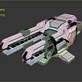 Futuristic Sci-Fi Weapon with Dual Barrels Silver Black Color Scheme and Geometric Tech Inspired Details