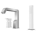 Modern Stainless Steel Faucet Design With Control Unit And Spray Column