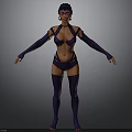 3D Character Model In Stylish Purple Outfit With Long Sleeves And Thigh High Socks