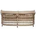 Natural Rattan Two Seater Sofa With Light Beige Cushions And Simple Design