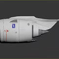 White Aircraft Jet Engine With Silver Components And Red Lines Design 3d model