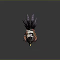 Fantasy Bird Character In Decorative Armor With Purple Feathers Sharp Claws And Helmet Headpiece