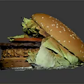 Juicy Double Patty Burger With Sesame Seed Bun Fresh Lettuce And Tomato Slice