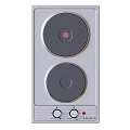 Modern Stainless Steel Electric Cooktop With Two Burners And Knob Controls