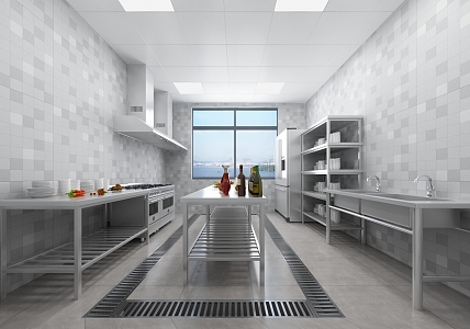 Modern style industrial kitchen 3d model