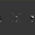 Missile Weapons 3D Models With Different Sizes And Blue White Yellow Design Details