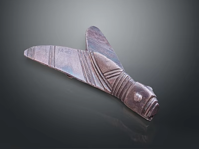 Insect Shaped Metal Craft With Carved Patterns And Dark Brown Glossy Finish 3d model