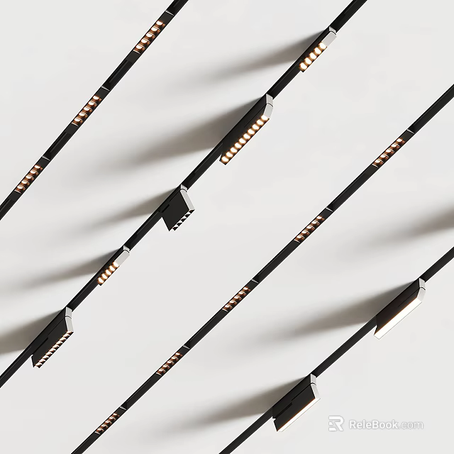 Sleek Black Linear Downlights And Spotlights For Modern Ceiling Lighting Design 3d model 