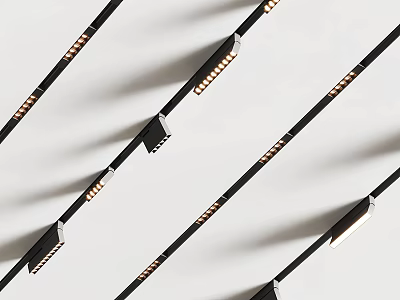 Sleek Black Linear Downlights And Spotlights For Modern Ceiling Lighting Design 3d model