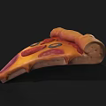 Delicious Pizza Slice with Pepperoni Black Olives Melted Cheese and Golden Crust