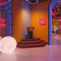 Elegant Modern Bar Interior With Neon Lights Bar Counter High Chairs And Wine Cabinets
