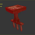 Ancient Stone Artifact With Square Top Central Pillar And Three Legs 3d model
