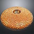 Golden Round Decorative Light Fixture With Honeycomb Texture Shiny Surface 3d model