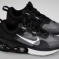 Black Gray Running Sneakers With White Logo Air Cushion Mesh Upper And Lace Up Design