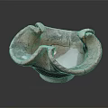 Ancient Cracked Earthenware Bowl With Irregular Shape And Small Base 3d model