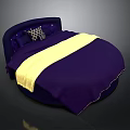 Elegant Purple Round Bed With Yellow Blanket And Decorative Pillows