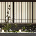 Karesansui Garden Design With Wooden Sliding Screens Rocks Small Trees Moss And Stone Lanterns