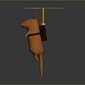 Cartoon Orange Creature Standing With Backpack And Yellow Helicopter Rotor On Head