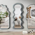 Irregular Shaped Mirrors with Gray Frames Hanging on Wall Reflecting Modern Interior Spaces