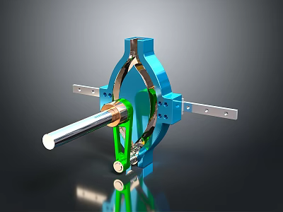 Blue Green Mechanical Structure With Metal Rod And Frame Components Design 3d model
