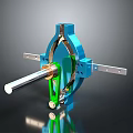 Blue Green Mechanical Structure With Metal Rod And Frame Components Design