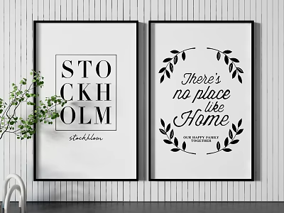 Framed Wall Art Prints With Stockholm Text And No Place Like Home Quote 3d model