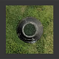 Historic Stone Tower Model With Green Grass Base And Small Windows