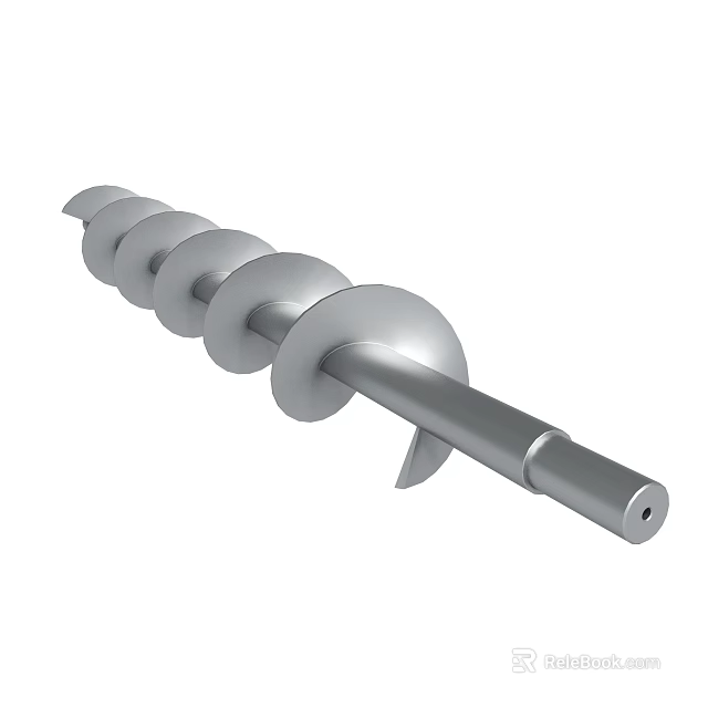 Stainless Steel Helical Screw Conveyor Blade With Central Shaft Industrial Part 3d model 
