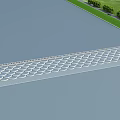 Modern Bridge Design Over Calm Water With Curved Railings And Green Grass Landscape