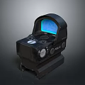 Tactical Weapon Sight With Black Body Blue Display Adjustment Knobs And Mounting Base